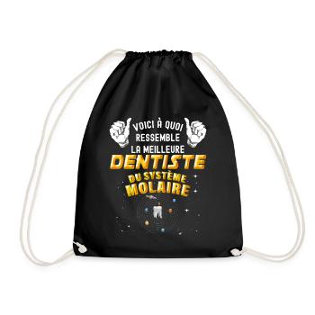 Female Dentist Solar System Molar Tooth - Drawstring Bag - black - Front