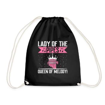 Pan Flute Player Pan Flutist Marching Band Music I - Drawstring Bag - black - Front
