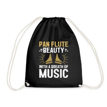 Pan Flute Player Pan Flutist Marching Band Music I - Drawstring Bag - black - Front
