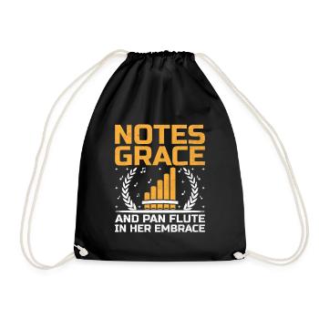 Pan Flute Player Pan Flutist Marching Band Music I - Drawstring Bag - black - Front