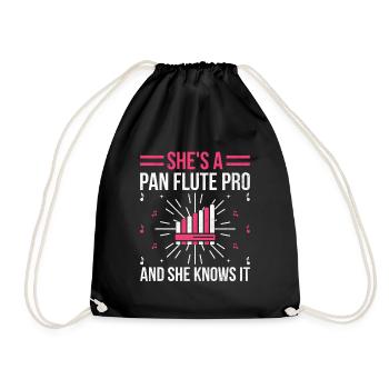 Pan Flute Player Pan Flutist Marching Band Music I - Drawstring Bag - black - Front