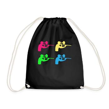 Colorful Trombonist Rhythm Art Gift - Drawstring Bag - black - Front