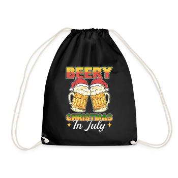 Christmas in July Hawaiian Funny Summer Xmas - Drawstring Bag - black - Front