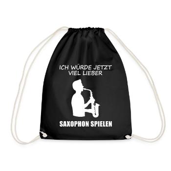 Lieber Saxophon spielen – Musikpurist - Turnbeutel - Schwarz - Vorne