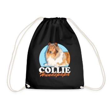 Collie chien papa cheveux longs Collie chien cadeau - Sac de sport léger - noir - Devant
