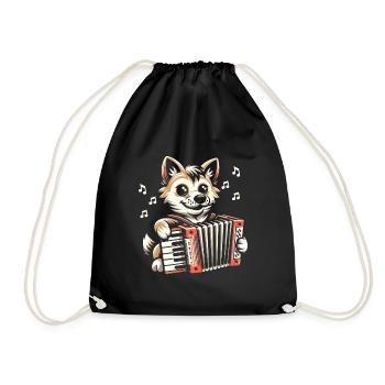 Cat Playing Accordion Musician Accordionist Accord - Drawstring Bag - black - Front