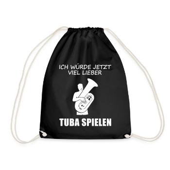 Prefer to play the tuba, longing for music - Drawstring Bag - black - Front