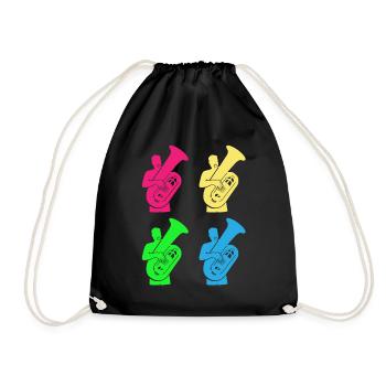 Colorful Tuba Game Joy Music Gift - Drawstring Bag - black - Front