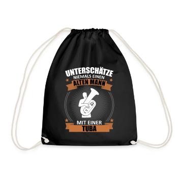 Old Man Master Tuba Honorary Gift - Drawstring Bag - black - Front
