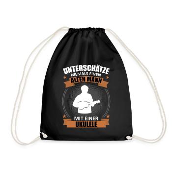 Old Man Ukulele Wisdom - Drawstring Bag - black - Front