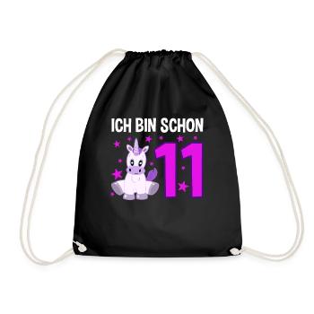 Einhornzauber 11 Jahre Glücksstern - Turnbeutel - Schwarz - Vorne