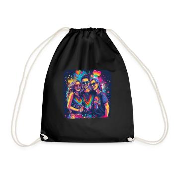 Rainbow Connection Embrace, Happy Pride - Turnbeutel - Schwarz - Vorne