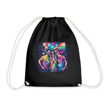 Étreinte de connexion arc-en-ciel, fierté heureuse - Sac de sport léger - noir - Devant