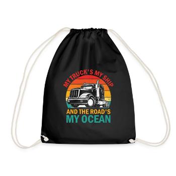 Trucker Fahren Papa Trucker Vater LKW-Fahrer - Turnbeutel - Schwarz - Vorne