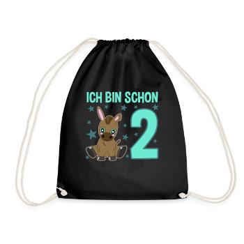Two Year Old Naughty Birthday Donkey - Drawstring Bag - black - Front