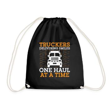 Trucker Fahren Papa Trucker Vater LKW-Fahrer - Turnbeutel - Schwarz - Vorne