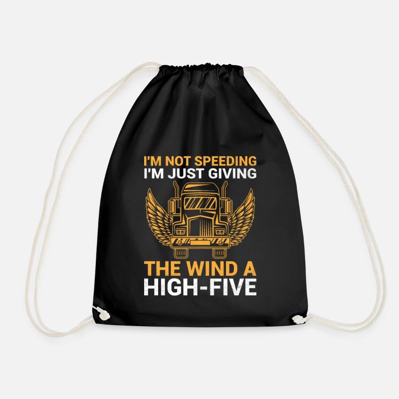 Trucker Driving Dad Trucker Father Truck Driver - Drawstring Bag - black