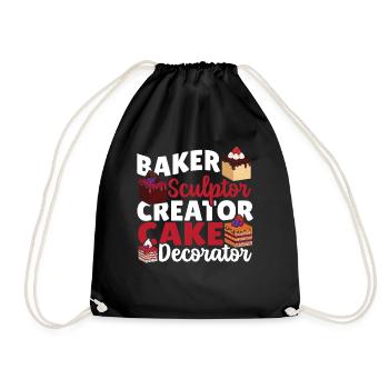 Pastry Chef Marzipan Decorator Cake Decorator - Drawstring Bag - black - Front