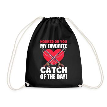 Bait Valentine’s Day Hearts Fishing Is My - Drawstring Bag - black - Front