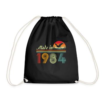 Vinatge 1984 Birthday Gift - Drawstring Bag - black - Front