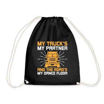 Trucker Driving Dad Trucker Father Truck Driver - Drawstring Bag - black - Front
