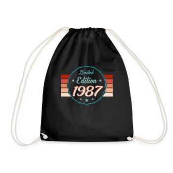 1987 Cult Retro – Vintage Champion Gift - Drawstring Bag - black - Front