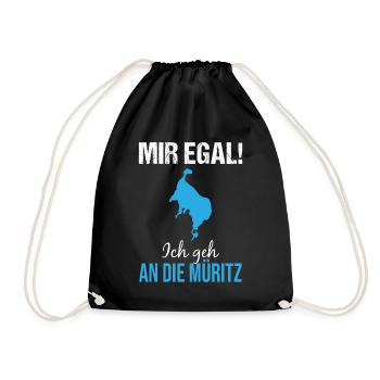 Müritz-Entschlossenheit: Einfach ab zum See! - Turnbeutel - Schwarz - Vorne