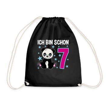Sieben Jahre Panda-Feier - Turnbeutel - Schwarz - Vorne