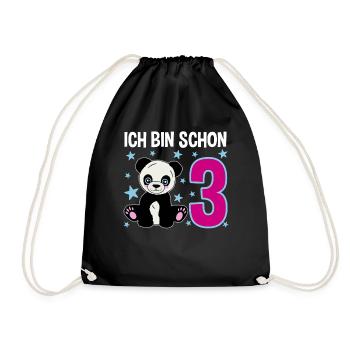 Three years of panda fun - Drawstring Bag - black - Front