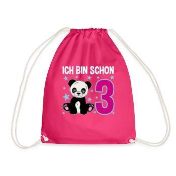 Three years of panda fun - Drawstring Bag - fuchsia - Front
