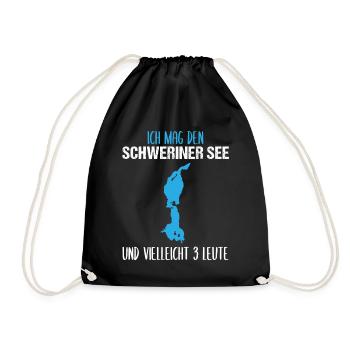 Schweriner See & drei Favoriten - Turnbeutel - Schwarz - Vorne
