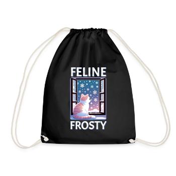 Feline Frosty Cat - Drawstring Bag - black - Front