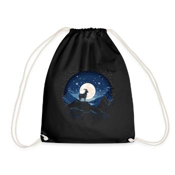 Starry Night Goat Silhouette Constellation Design - Turnbeutel - Schwarz - Vorne