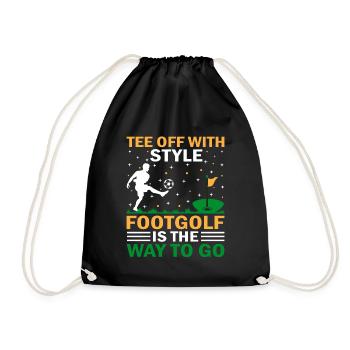 Footgolf Player Foot Golf Playing Footgolfers Foot - Drawstring Bag - black - Front