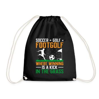 Footgolf Player Foot Golf Playing Footgolfers Foot - Drawstring Bag - black - Front