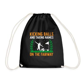 Footgolf Player Foot Golf Playing Footgolfers Foot - Drawstring Bag - black - Front