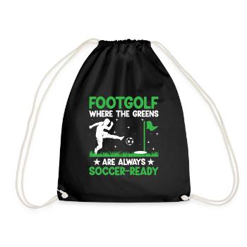 Footgolf Player Foot Golf Playing Footgolfers Foot - Drawstring Bag - black - Front