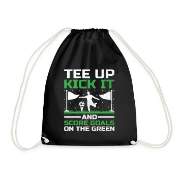 Footgolf Player Foot Golf Playing Footgolfers Foot - Drawstring Bag - black - Front