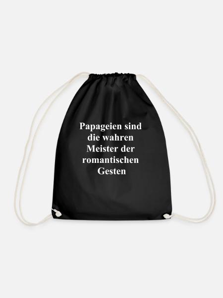 Romantisches Papageien Geschenk - Turnbeutel - Schwarz