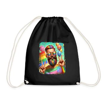 Pride Gay CSD Love LGBTQ Colors of the Rainbow - Drawstring Bag - black - Front