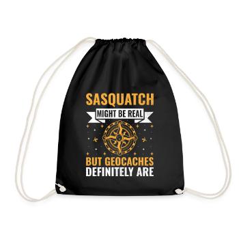 Geocaching Geocache Funny Geocacher Geocacher Sayi - Drawstring Bag - black - Front