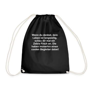 Funny Zebra Finch Gift - Drawstring Bag - black - Front