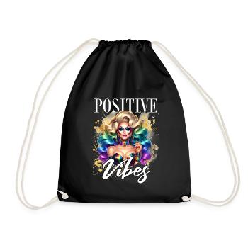 Positive Vibes LGBTQ+ Pride Artwork - Drawstring Bag - black - Front