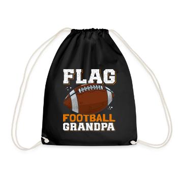 Flag Football Grandpa Player Footballer Gift - Drawstring Bag - black - Front