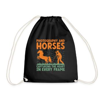 Horse Photography Horseback Riding Horses Hobby Ph - Drawstring Bag - black - Front