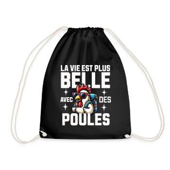 Poule Drole Femme Fille Enfant Vie avec des Poules - Sac de sport léger - noir - Devant