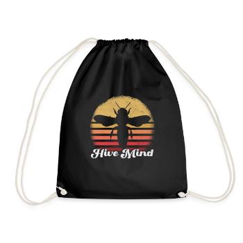 Hive Mind Motivational Bee Art - Drawstring Bag - black - Front