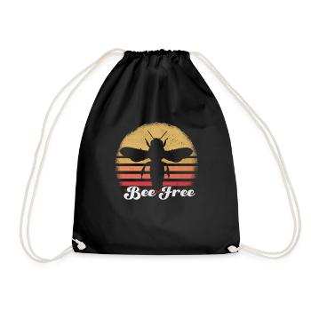 Bee-free motivational bee silhouette art - Drawstring Bag - black - Front