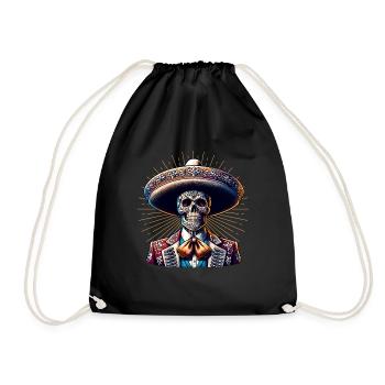 Dia De Los Muertos Farbenfrohes - Turnbeutel - Schwarz - Vorne