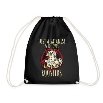 Just A Satanist Who Loves Roosters Heavy Metal Fun - Drawstring Bag - black - Front